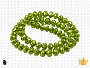 8x6mm Peridot Glass Faceted Rondelle About 72 Bead 15.5" [uc3b25]