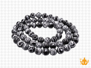 6mm Black Lace Malachite Round Beads 15.5" synthetic [6r49k]