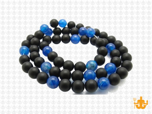 6mm Matte Black Agate & Chalcedony Round Beads 15.5" synthetic [6x34]