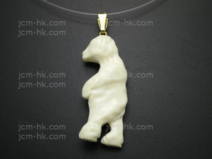 18X42mm Buffalo Bone Bear Designer Bead Pendant [z1690]
