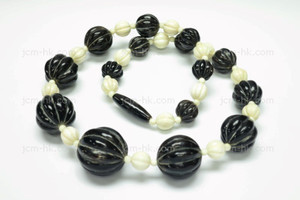 10-55mm Buffalo Horn & Bone Necklace 18" [z1708]