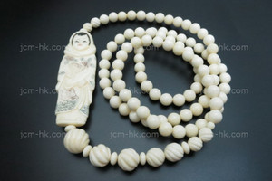 25X78mm Buffalo Bone Netsuke Necklace 36" [z1866]