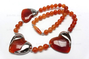 25x32mm Amber Horn Necklace 18" with 925 Silver [z7602]