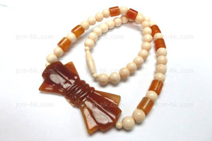 52x32mm Amber Horn & Buffalo Bone Necklace 18" [z8385]