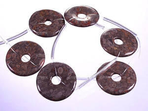 25mm Fossil Agate Donut Beads 15.5" [s630]