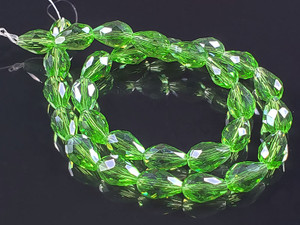 8x12mm Emerald Green Glass Ab Faceted Teardrop Beads 14" [uc43a17z]