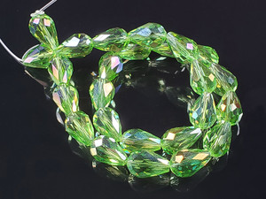 10x16mm Emerald Green Glass Ab Faceted Teardrop Beads 15" [uc44a17z]