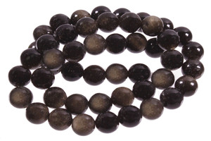 6mm Golden Sheen Obsidian Round Beads 15.5" natural [6r70]