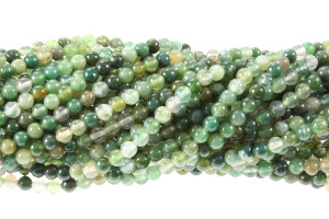 3mm Moss Agate Round Beads 15.5" natural [3d3]