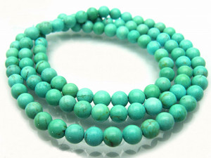 4mm Green Turquoise Round Beads 15.5" stabilized [4d22]