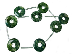 20mm Green Moss Agate Donut Beads 15.5" [s614]