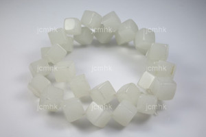 15mm White Jade Dice Beads 15.5" natural [w342]