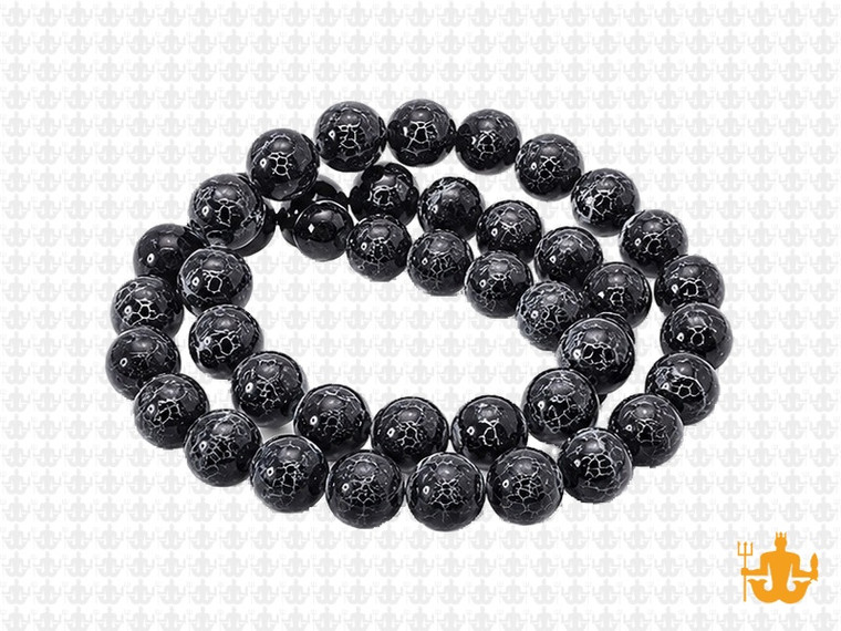 8mm Black Fire Agate Round Beads 15.5" natural [8f30k]