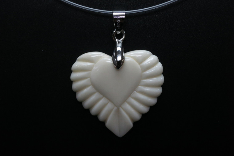 30X28mm Buffalo Bone Heart Designer Bead Pendant [z1490]