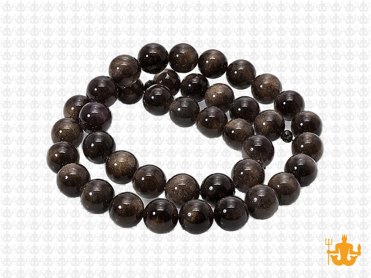 8mm Golden Sheen Obsidian Round Beads 15.5" natural [8r70]