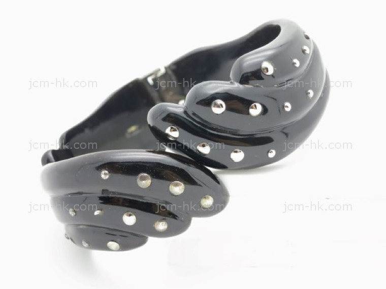 25mm Free Size Buffalo Horn Bangle & 925 Sterling Silver [z7936]