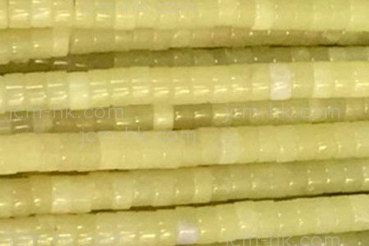 6mm Olivine Jade Heishi Beads 15.5" natural [h4b38-6]
