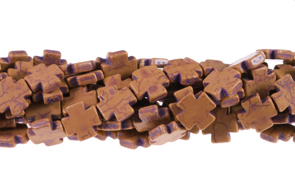 15x15mm Coffee Magnesite Torques Plus Beads 15.5" [t357c]