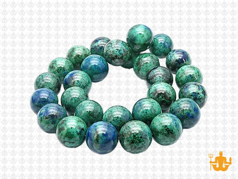 10mm Azurite Chrysocolla Round Beads 15.5" dyed [10d41]
