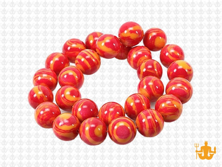 10mm Orange Lace Malachite Round Beads 15.5" synthetic [10r49h]