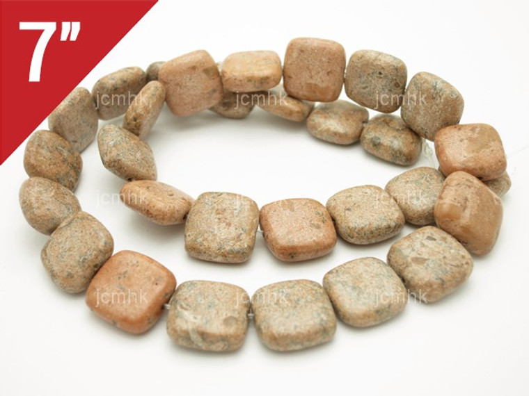 15mm Sand Jasper Puff Square Loose Beads 7" natural [is5b19-15]