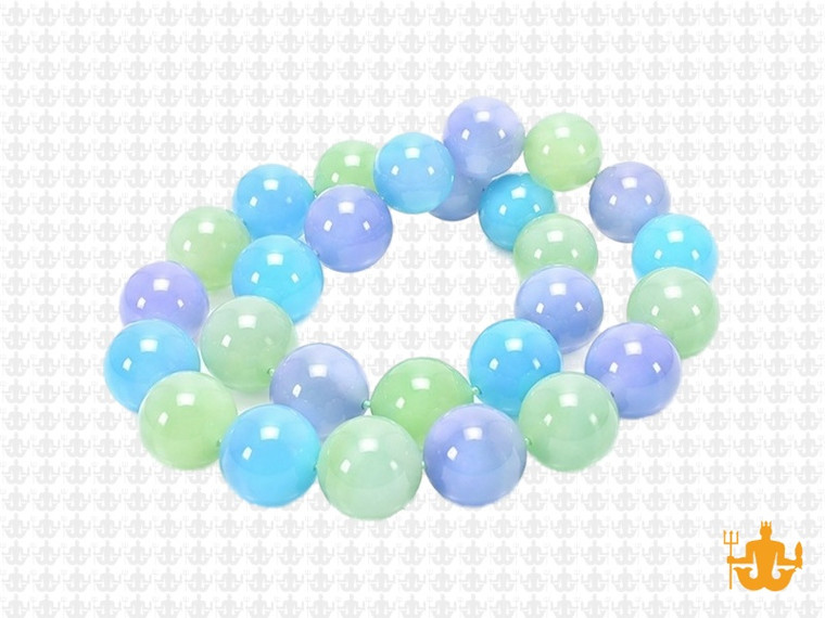 10mm Chrysprase, Aqua Quartz & Chalcedony Round Beads 15.5" synthetic [10x32]