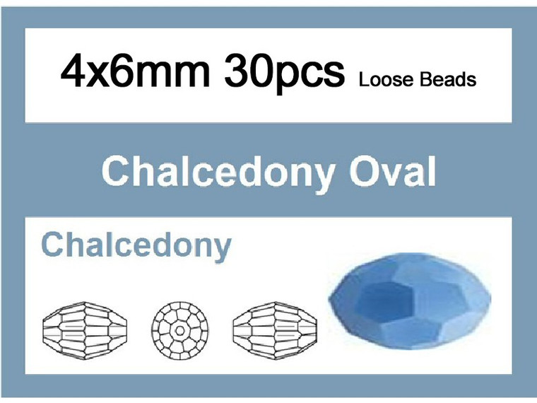 4x6mm Blue Opal Crystal Faceted Rice Loose Beads 30pcs. [iuc11b4]