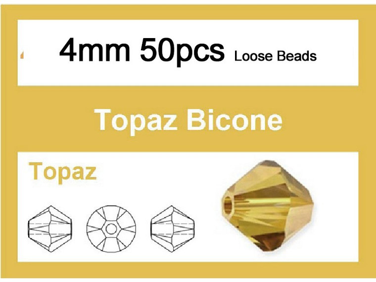 4mm Champagne Crystal Faceted Bicone Loose Beads 50pcs. [iuc21a9]