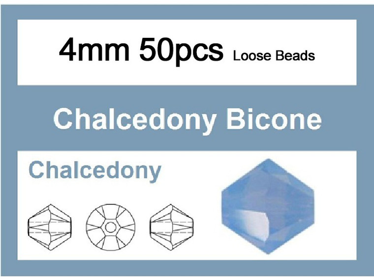 4mm Blue Opal Crystal Faceted Bicone Loose Beads 50pcs. [iuc21b4]