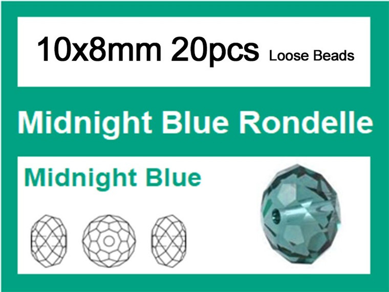 10x8mm Midnight Blue Crystal Faceted Rondelle Loose Beads 20pcs. [iuc4a22]