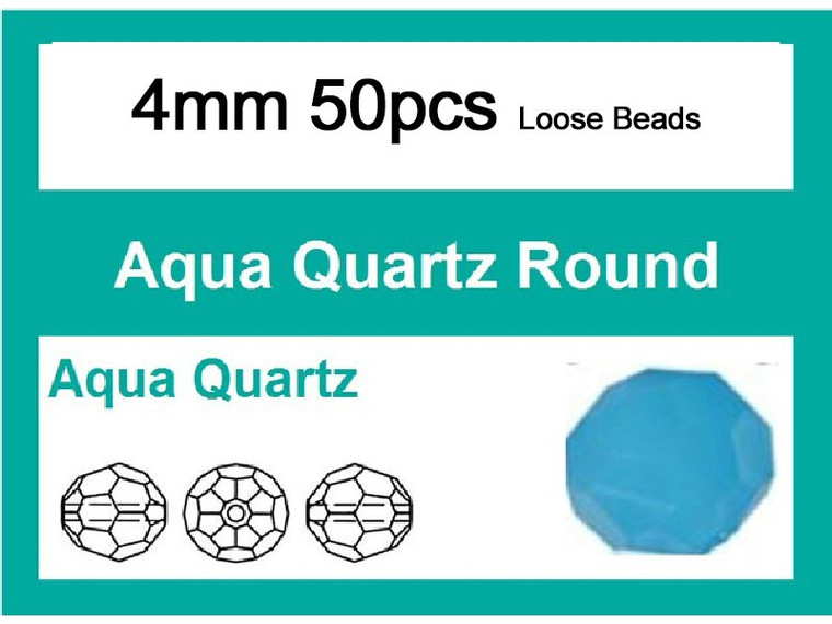 4mm Aqua Opal Crystal Faceted Round Loose Beads 50pcs. [iuc6b6]