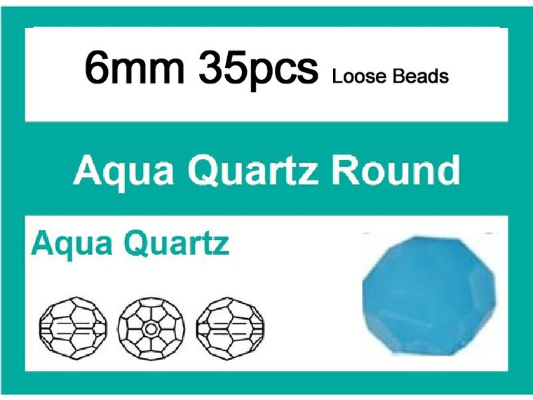 6mm Aqua Opal Crystal Faceted Round Loose Beads 35pcs. [iuc7b6]
