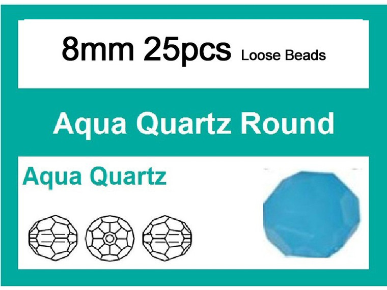 8mm Aqua Opal Crystal Round Loose Beads 25pcs. [iuc8b6]