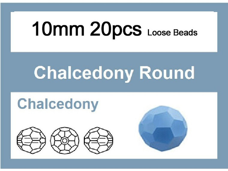 10mm Blue Opal Crystal Faceted Round Loose Beads 20pcs. [iuc9b4]