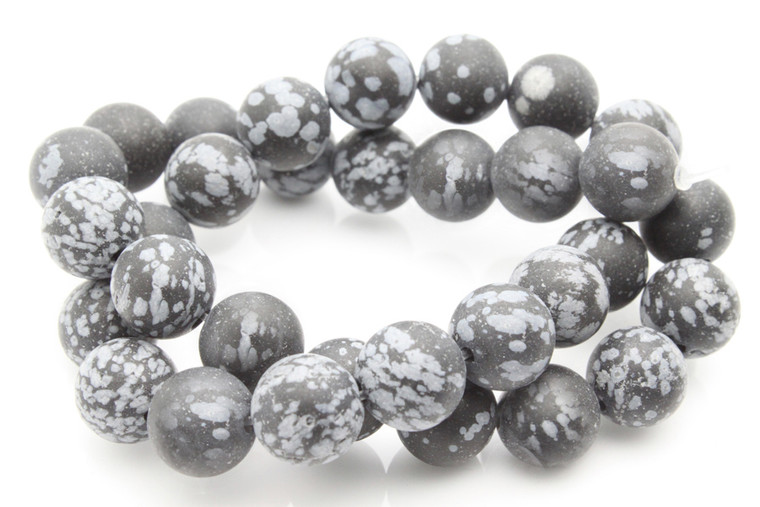 10mm Matte Snowflake Obsidian Round Beads 15.5" natural [10b25m]