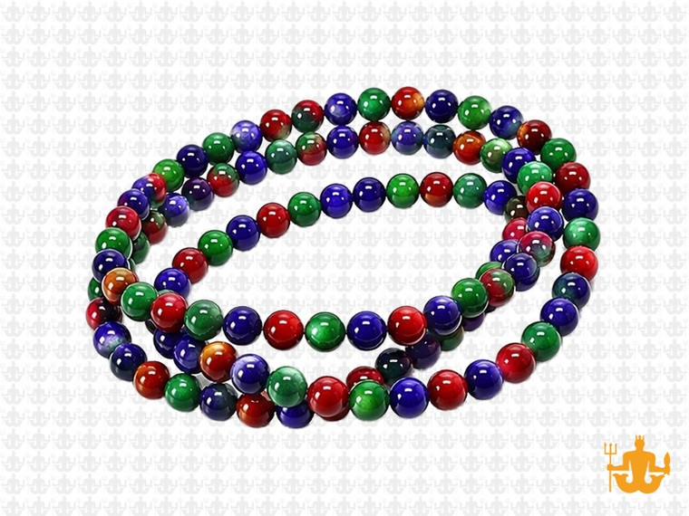 4mm Mix Jade & Obsidian Round Beads 15.5" dyed [4x46]