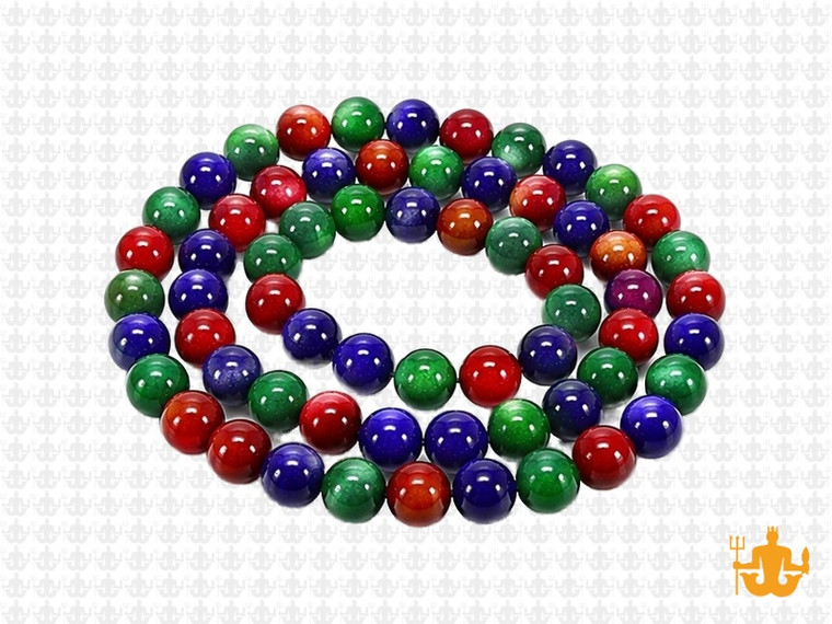 6mm Mix Jade & Obsidian Round Beads 15.5" dyed [6x46]