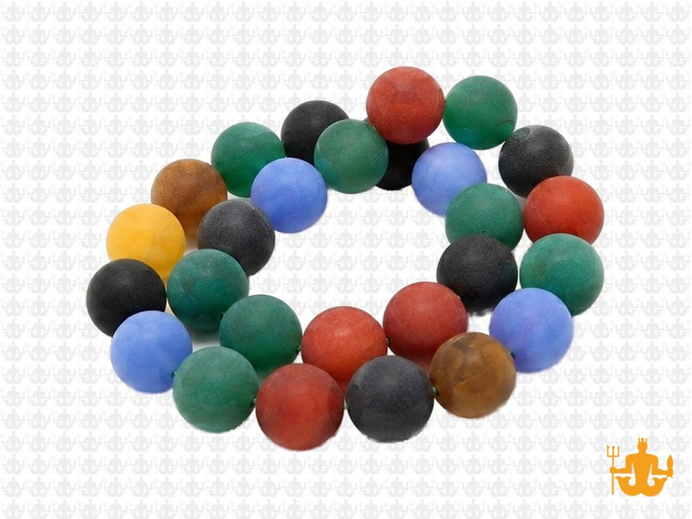 10mm Matte Mix Agate Round Beads 15.5" dyed [10d29m]
