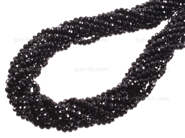 4mm Onyx Obsidian Faceted Rondelle Beads 15.5" [h6b65-4]