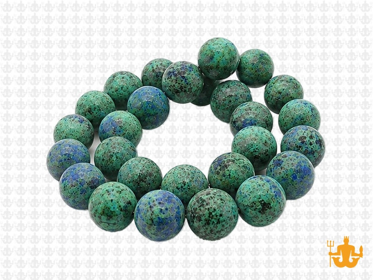 10mm Matte Azurite Chrysocolla Round Beads 15.5" dyed [10d41m]