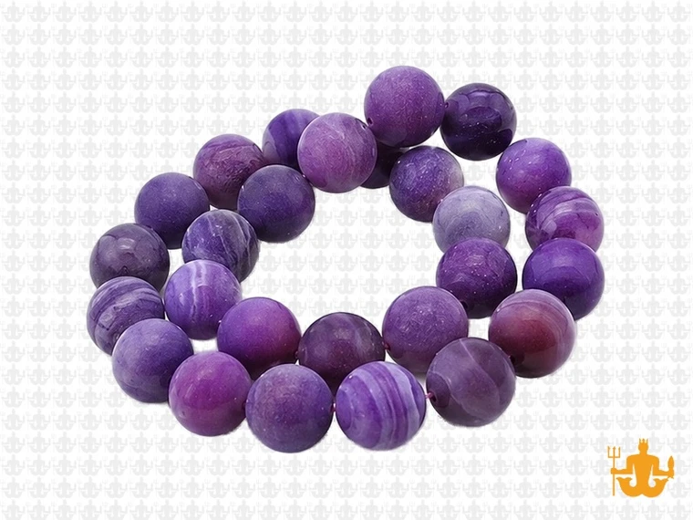 10mm Matte Purple Banded Agate Round Beads 15.5" dyed [10f24m]