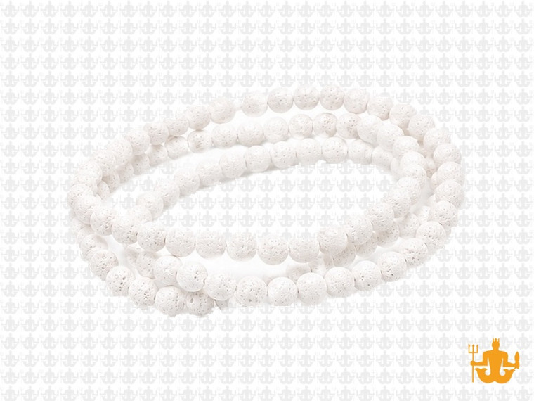 4mm Volcano White Lava Round Beads 15.5" natural [4kw]