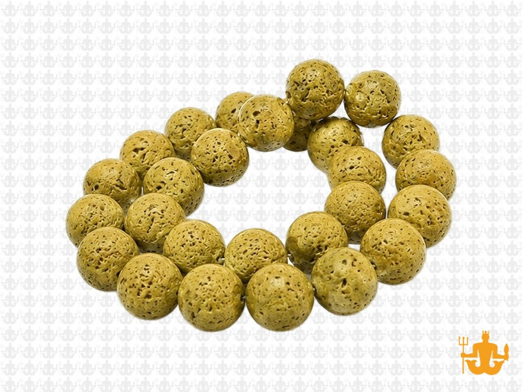 10mm Volcano Yellow Lava Round Beads 15.5" dyed [10ky]