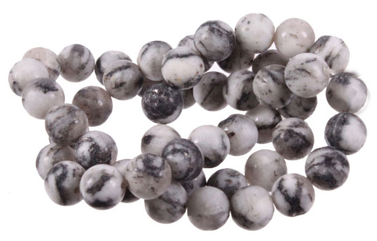 10mm Matte Zebra Agate Round Beads 15.5" natural [10r43am]