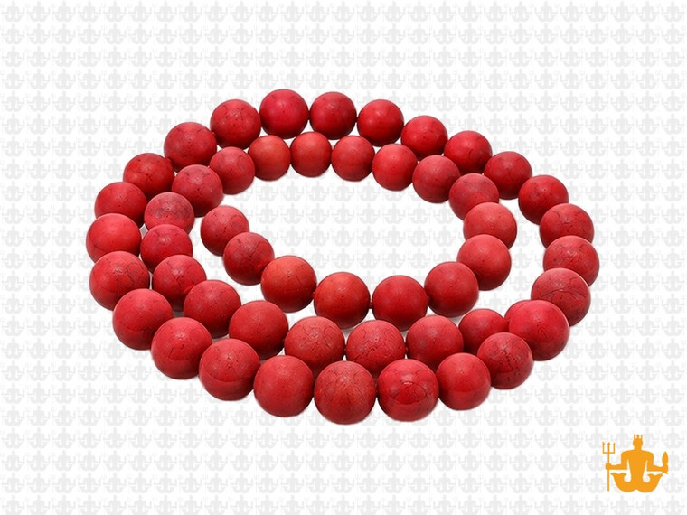 6mm Matte Red Magnesite Round Beads 15.5" [6trm]