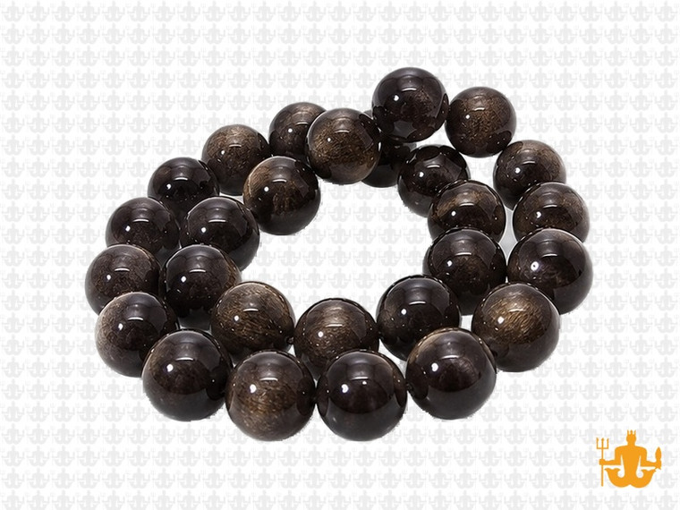 10mm Golden Sheen Obsidian Round Beads 15.5" natural [10r70]