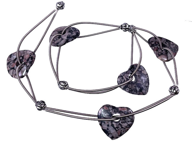 20mm Fossil Jasper Heart Donut Beads 15.5" natural [y920dn]