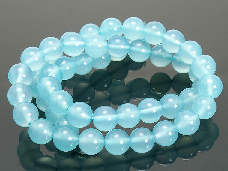 12mm Aqua Quartz Round Beads 15.5" synthetic [12a70]