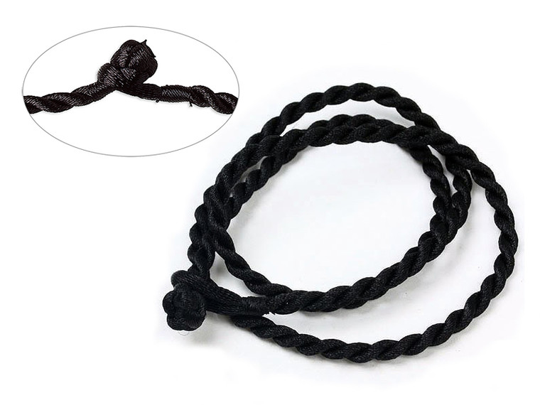 2mm Black Satin Rope Cord 17" with knot closure 2pcs. [y937a]