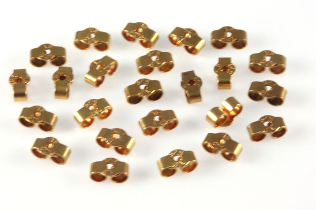 925 Sterling Silver Gold Plated 3x6mm Medium Earnut 10pcs. [y802f]